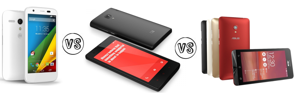 Xiaomi Redmi 1S vs Motorola Moto E vs Asus Zenfone 5 