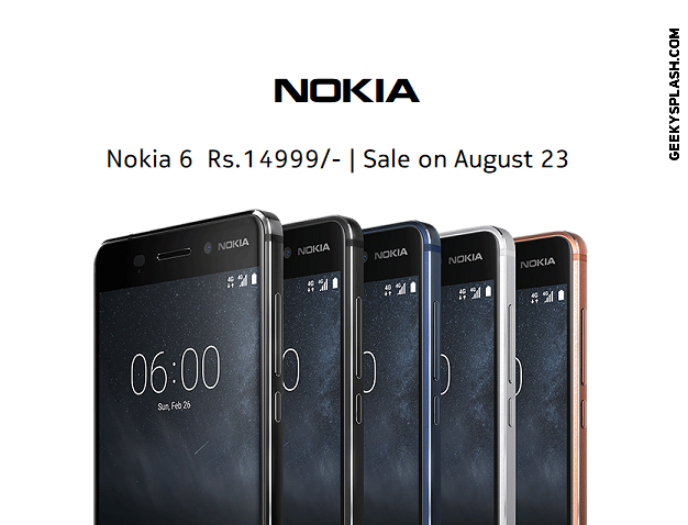 Nokia-6-Sale-in-India-Aug-23-GeekySplash